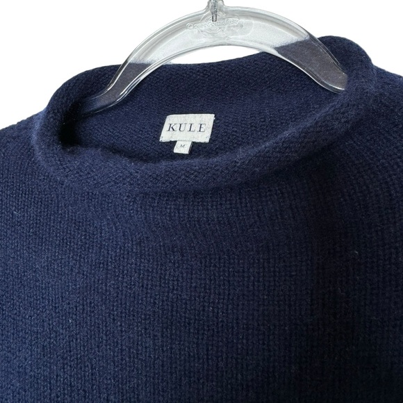 Kule | The Lucca Cashmere Wool Mock Neck Striped Sweater Cream/Navy M - Picture 4 of 9